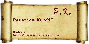 Patatics Kunó névjegykártya